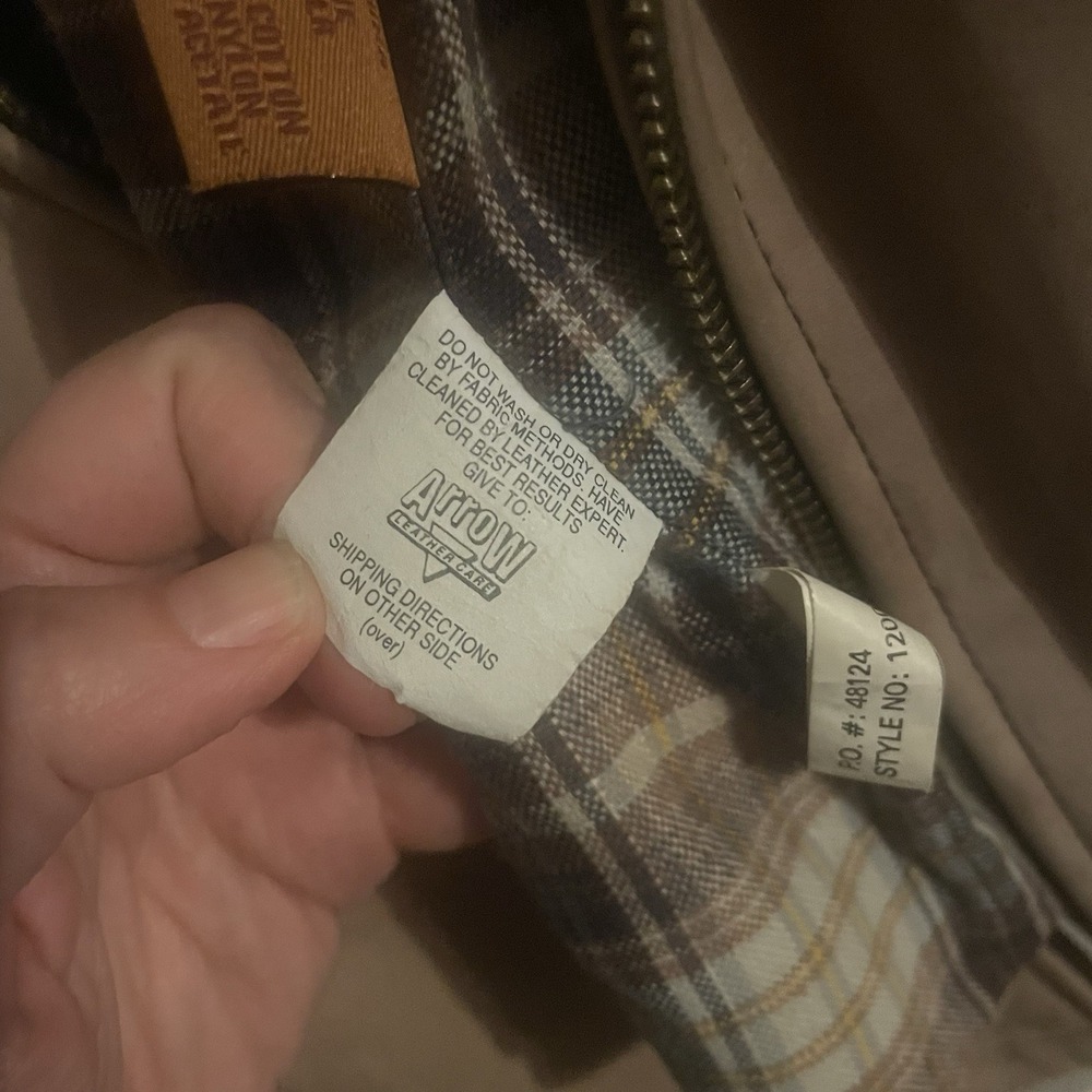 Vintage The Territory Ahead Leather Jacket Mens Size L Tan Plaid Lined - Picture 5 of 6